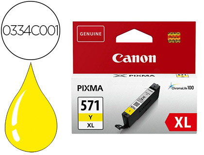 CARTOUCHE CANON JET D'ENCRE 0334C001-CLI-571XLY HAUTE CAPACITÉ JAUNE