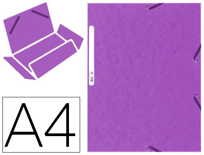 CHEMISE EXACOMPTA CARTE LUSTRE 5/10E 400G 3 RABATS ET LASTIQUE A4 FORMAT 240X320MM COLORIS VIOLET