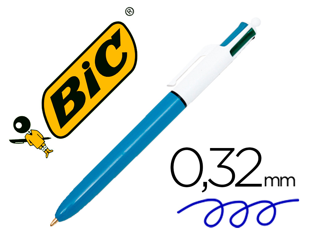 ECFBUREAUTHEQUE  RECHARGE STYLO-BILLE BIC POUR BIC 4 COULEURS ÉCRITURE  MOYENNE COLORIS VERT