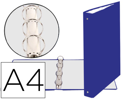 CLASSEUR EXACOMPTA 4 ANNEAUX 30MM A4 CARTE REMBORDÉE PVC DOS 40MM COLORIS BLEU FONCÉ