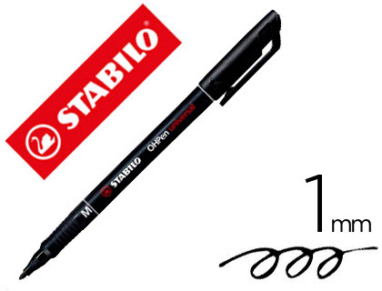 STYLO-FEUTRE STABILO OHP PEN PERMANENT POINTE MOYENNE 1MM ENCRE INDÉLÉBILE MULTI-SUPPORTS AGRAFE COLORIS NOIR