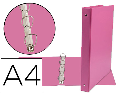CLASSEUR LIDERPAPEL 4 ANNEAUX RONDS 25MM A4 CARTON REMBORD PVC COLORIS FUCHSIA