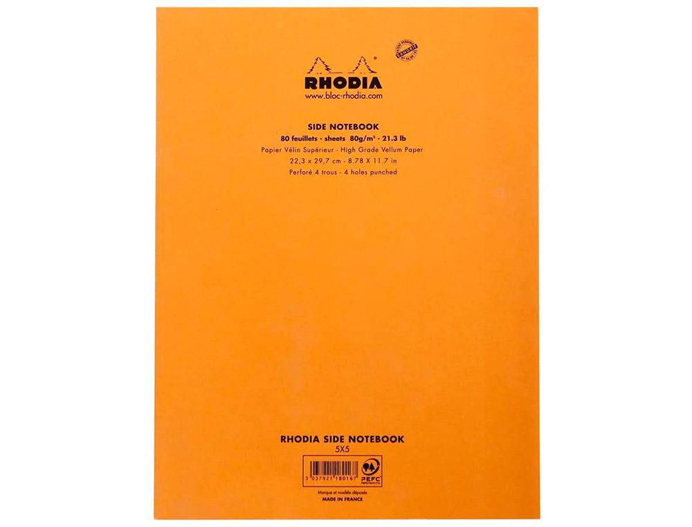 BLOC AGRAFE RHODIA A4+ 21X31,8CM 160 PAGES 5X5MM     MICROPERFOREES DETACHABLES 4  TROUS LOT 3 UNITES