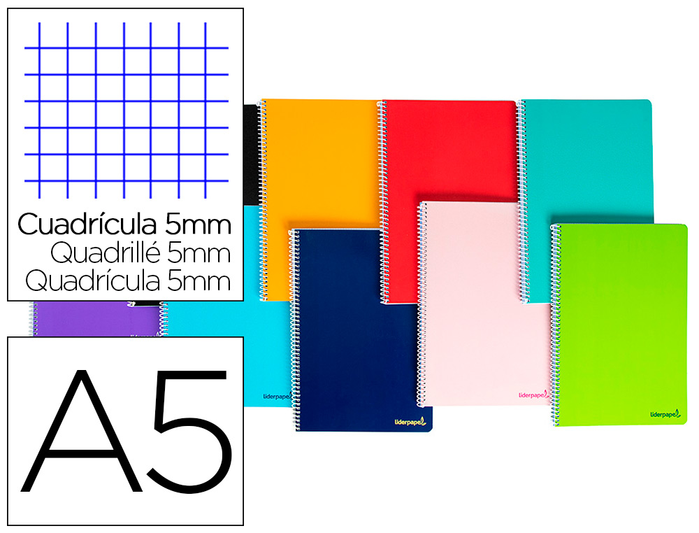 LIDERPAPEL Cahier spirale Jolly A5 280p 75g/m2 microperforé 6 trous -  Coloris aléatoire x 20 - Cahier - LDLC