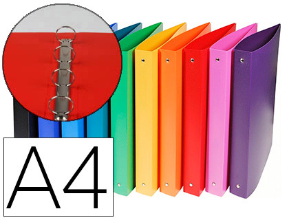 CLASSEUR EXACOMPTA 4 ANNEAUX 30MM POLYPROPYLNE 7/10E A4+ DOS 40MM COLORIS OPAQUES ASSORTIS 20U