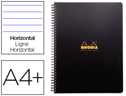 CAHIER RHODIACTIVE NOTEBOOK RELIURE INTGRALE NOIRE COUVERTURE PP A4+ 22,5X29,7CM 160 PAGES 90G LIGN MICROPERFOR