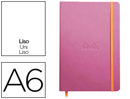 CARNET RHODIA WEBNOTEBOOK A6 9X14CM COUVERTURE SIMILI CUIR LILAS 192 PAGES 90G UNI LASTIQUE MARQUE-PAGE ORANGE