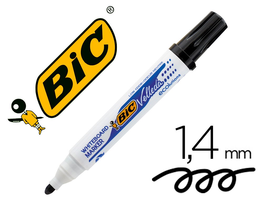 Feutre effaçable à sec Bic Velleda 1711 noir - Pandava