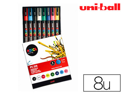 Lot de 4 marqueurs posca pc-3m noir - blanc - bleu - rouge pointe fine  conique - La Poste