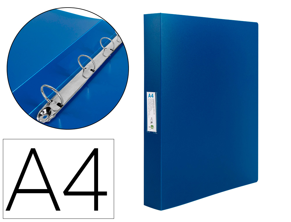 CLASSEUR LIDERPAPEL 4 ANNEAUX 40MM A4 POLYPROPYLENE DOS     55MM PORTE-CARTES DE VISITE   COLORIS BLEU TRANSLUCIDE