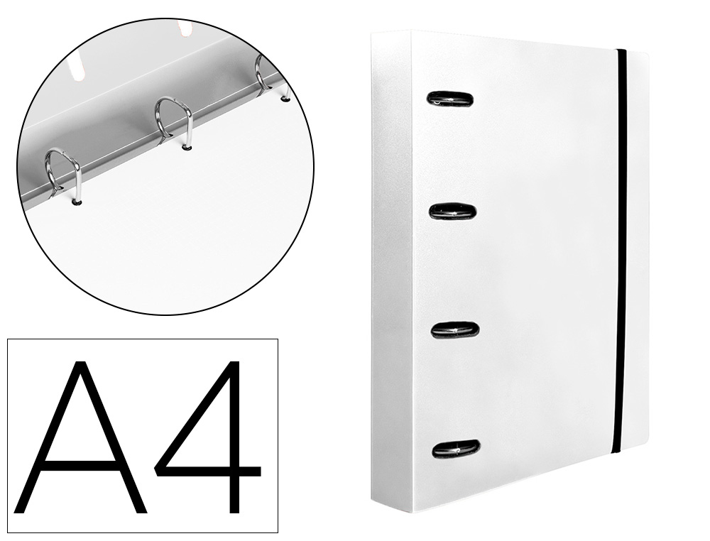 CLASSEUR LIDERPAPEL 4 ANNEAUX EN D 25MM A4 POLYPROPYLENE    FEUILLETS MOBILES 100F 5X5MM  COLORIS TRANSPARENT