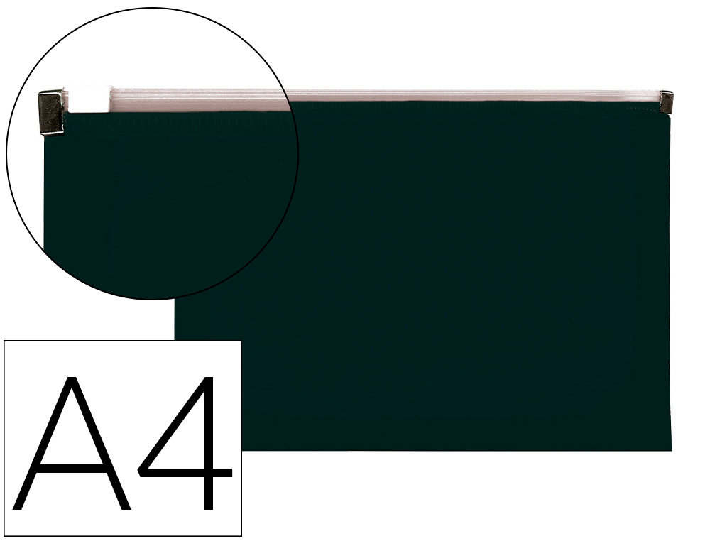 POCHETTE ENVELOPPE LIDERPAPEL POLYPROPYLENE 180 MICRONS A4  210X297MM FERMETURE ECLAIR    NOIR OPAQUE