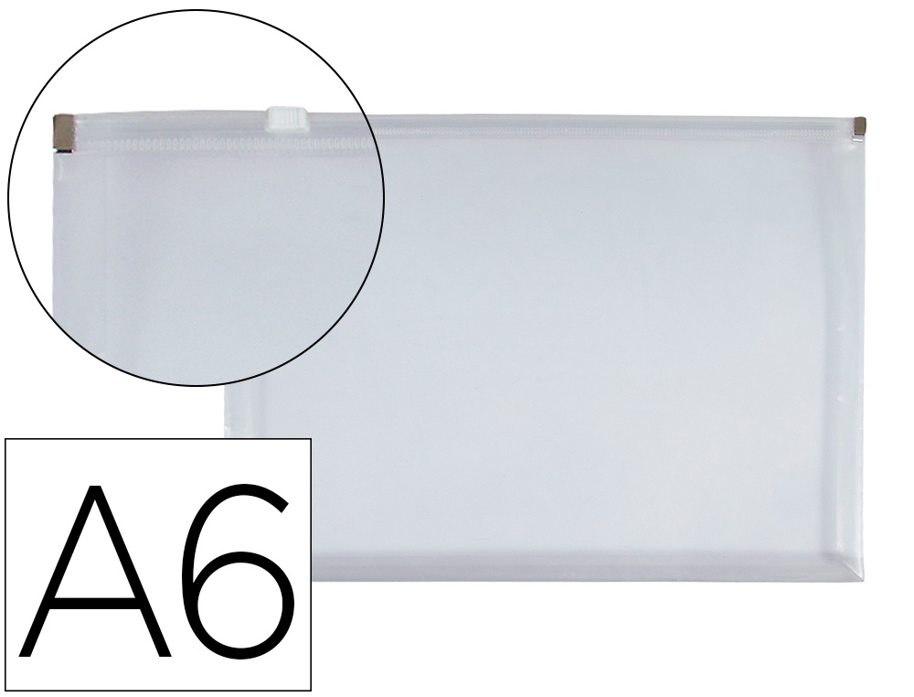 POCHETTE ENVELOPPE LIDERPAPEL POLYPROPYLENE 180 MICRONS A6  105X148MM FERMETURE ECLAIR    TRANSPARENT INCOLORE