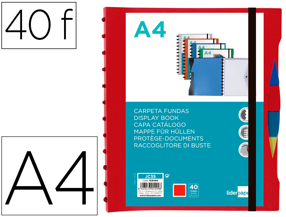 PROTEGE-DOCUMENTS LIDERPAPEL PERSONNALISABLE KANGOUROU 40  POCHETTES AMOVIBLES 5         INTERCALAIRES A4 ROUGE