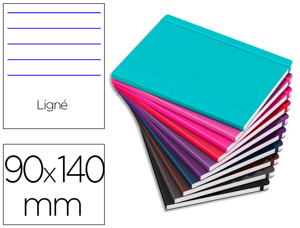 CARNET OXFORD OFFICE SIGNATURE BROCHURE DIMENSION  90X140MM 160 PAGES 90G L6     ASSORTI 10 COULEURS
