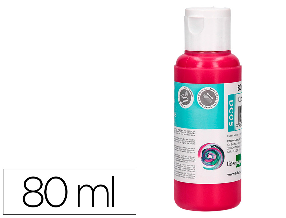 PEINTURE ACRYLIQUE LIDERPAPEL COLORIS MAGENTA BOUTEILLE     80ML