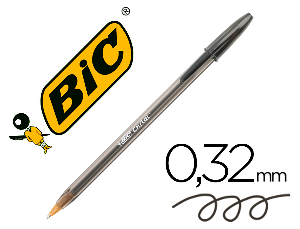 Boîte 50 stylos bille cristal Bic noir - Fournitures scolaires et b