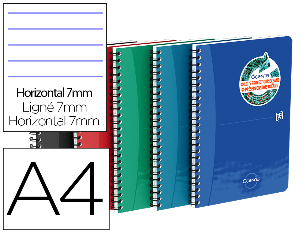 CAHIER OCEANIS OXFORD INTEGRALE POLYPROPYLENE       210X297 MM 180 PAGES OPTIK    PAPER L 7 MM COLORIS ASSORTIS