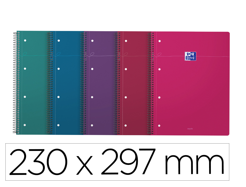CAHIER SMART OXFORD SPIRALE 4 TROUS 230X297 MM 160 PAGES    OPTIK PAPER Q5X5 COLORIS      VIVES ASSORTIES