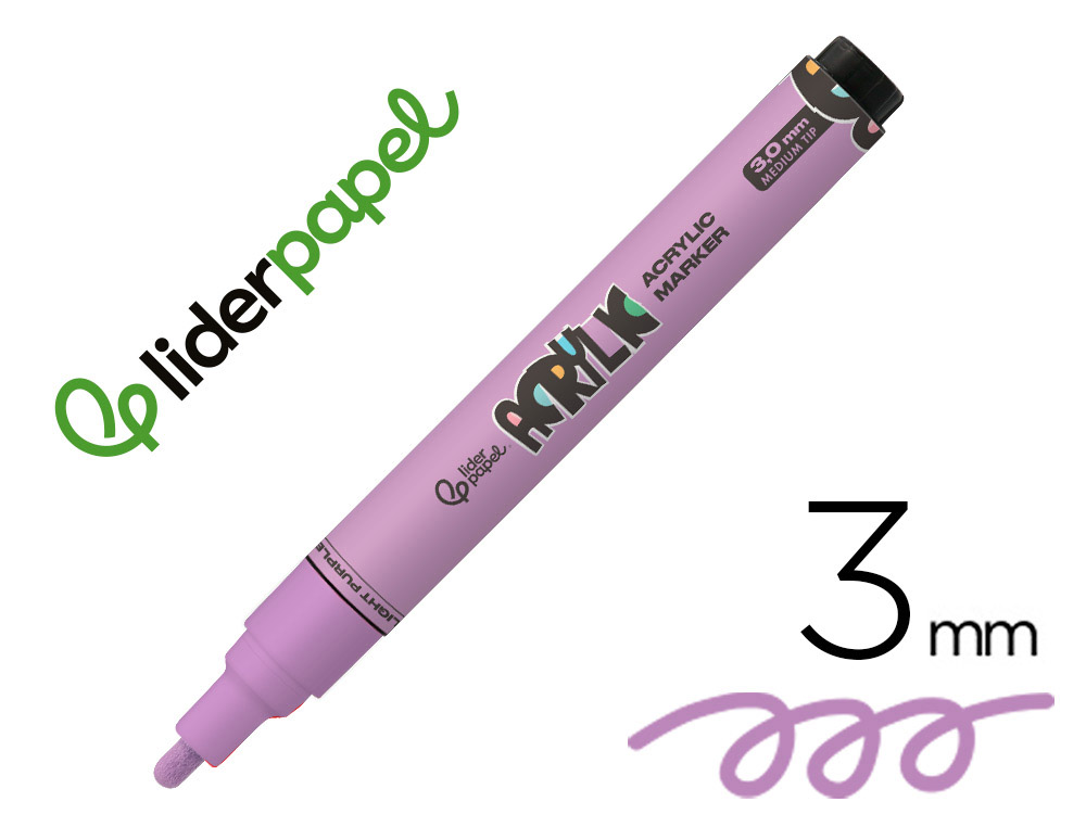 MARQUEUR LIDERPAPEL ACRYLIQUE BASE EAU TOUS SUPPORT POINTE  RONDE 3MM COLORIS LILAS