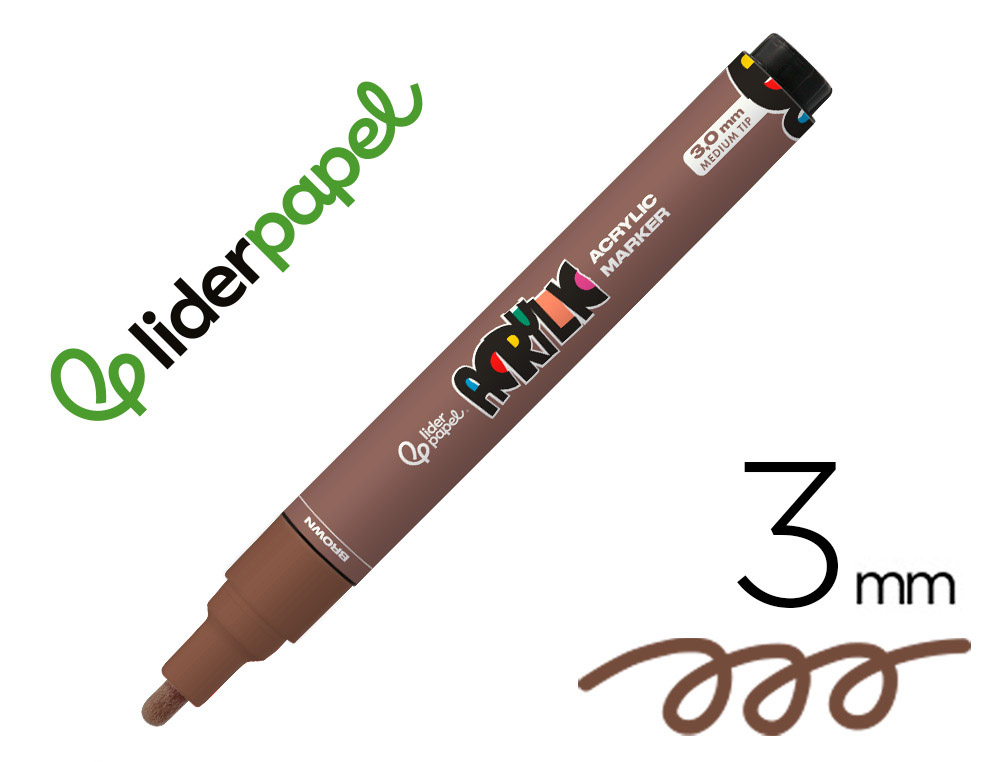 MARQUEUR LIDERPAPEL ACRYLIQUE BASE EAU TOUS SUPPORT POINTE  RONDE 3MM COLORIS MARRON