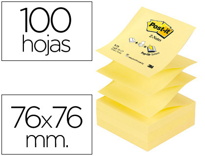 Notes repositionnables - 76 x 76 mm - Jaune pastel - POST-IT