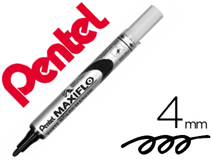 ECFBUREAUTHEQUE  MARQUEUR PENTEL MAXIFLO EFFAÇABLE TABLEAU BLANC POINTE  CONIQUE TRACÉ 1,6MM ÉCRITURE 1000M CORPS PLASTIQUE RECYCLÉ NOIR