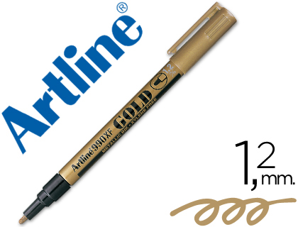 MARQUEUR ARTLINE PERMANENT POINTE FINE CONIQUE 1.2MM TOUS SUPPORTS CORPS MTAL ENCRE PIGMENTE RSISTE EAU OR
