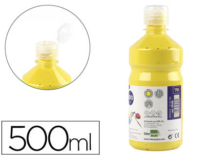 GOUACHE SCOLAIRE LIDERPAPEL LIQUIDE LAVABLE FERMETURE SCURIT BRILLANTE COLORIS JAUNE FLACON 500ML