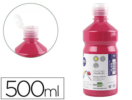 GOUACHE SCOLAIRE LIDERPAPEL LIQUIDE LAVABLE FERMETURE SCURIT BRILLANTE COLORIS FUSCHSIA FLACON 500ML