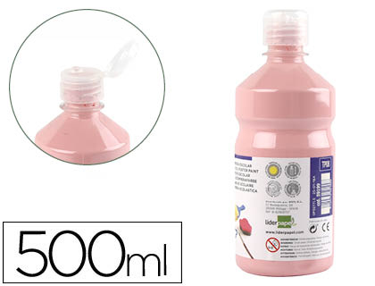 GOUACHE SCOLAIRE LIDERPAPEL LIQUIDE LAVABLE FERMETURE SCURIT BRILLANTE COLORIS ROSE FLACON 500ML
