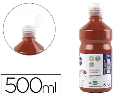 GOUACHE SCOLAIRE LIDERPAPEL LIQUIDE LAVABLE FERMETURE SCURIT BRILLANTE COLORIS MARRON FLACON 500ML