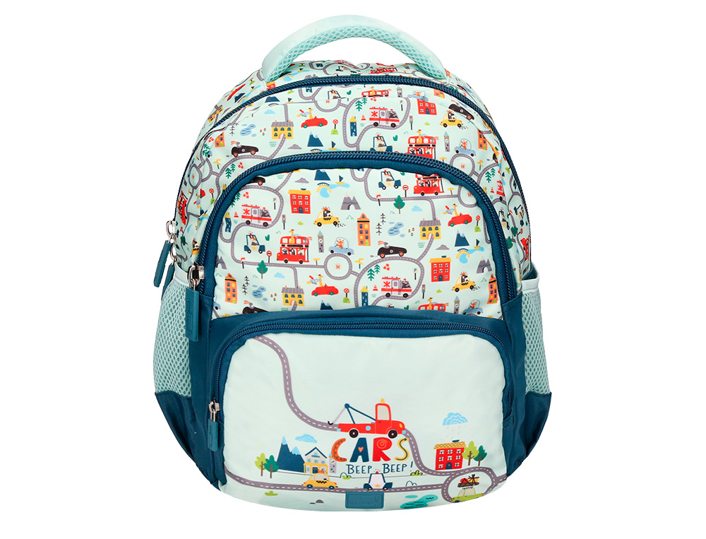 SAC A DOS LIDERPAPEL SCOLAIRE VOITURE 350X110X270MM COLORIS VERT D'EAU