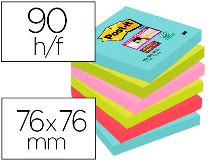 Blocs lignés néons - 10,1 x 10,1 cm + 100 marque-pages offerts - POST-IT