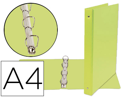 CLASSEUR LIDERPAPEL 4 ANNEAUX RONDS 25MM A4 CARTON REMBORD PVC COLORIS VERT PISTACHE