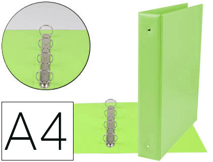 CLASSEUR LIDERPAPEL 4 ANNEAUX RONDS 40MM A4 CARTON REMBORD PVC COLORIS VERT PISTACHE