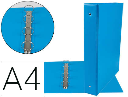 CLASSEUR LIDERPAPEL 4 ANNEAUX RONDS 40MM A4 CARTON REMBORD PVC COLORIS BLEU CIEL