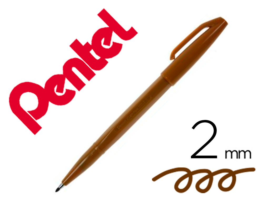 FEUTRE PENTEL SIGN S520 ECRITURE DOUCE AQUARELLABLE   POINTE MOYENNE 2MM BAGUEE     LONGUE DUREE ENCRE MARRON
