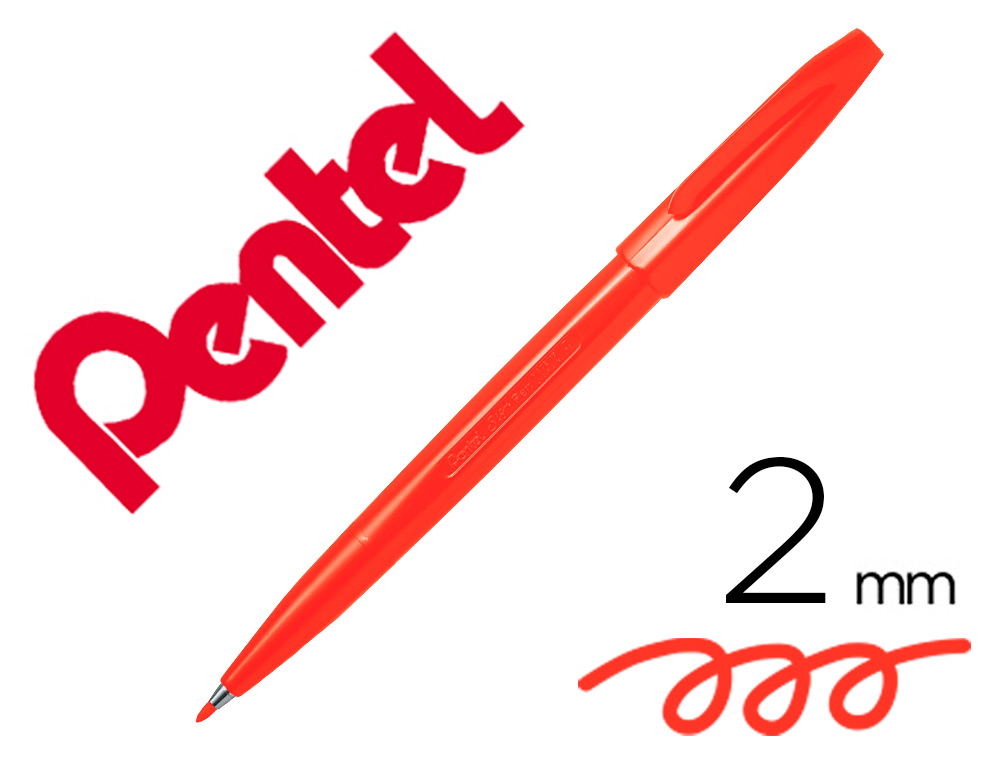FEUTRE PENTEL SIGN S520 ECRITURE DOUCE AQUARELLABLE   POINTE MOYENNE 2MM BAGUEE     LONGUE DUREE ENCRE ORANGE