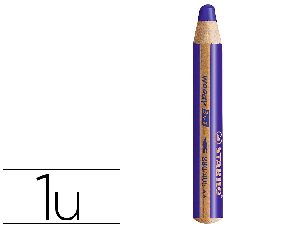 CRAYON COULEUR STABILO WOODY 3IN1 BOIS PEFC MULTI-USAGE    TOUTE SURFACE ARDOISE TABLEAU TOUT TYPE COLORIS BLEU OUTREM