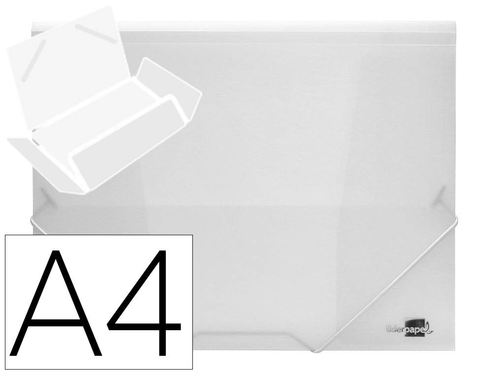 CHEMISE LIDERPAPEL POLYPROPYLNE DOS FLEXIBLE A4 210X297MM 4/10E 3 RABATS LASTIQUE 100F COLORIS TRANSPARENT