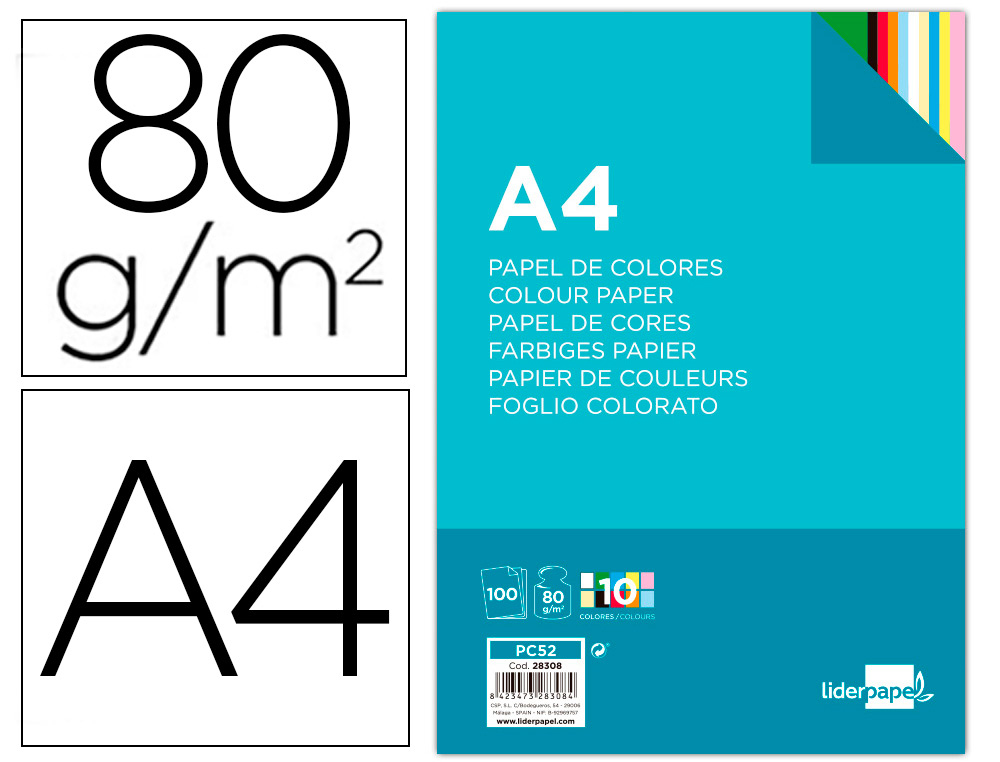 Papier léger multicolore, 21 x 29.7 cm - 500 feuilles - Papiers Format A4 -  10 Doigts