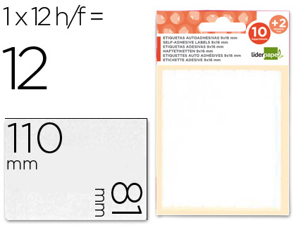 TIQUETTE ADHSIVE LIDERPAPEL 81X110MM COLORIS BLANC CRITURE MANUELLE POCHETTE 10 FEUILLES + 2 GRATUITES 120 UNITS