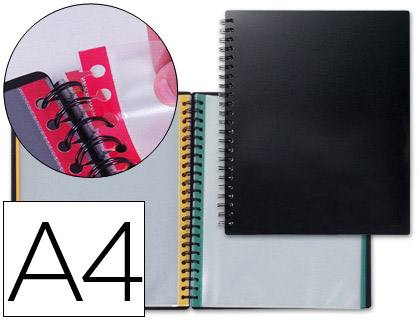 PROTGE-DOCUMENTS LIDERPAPEL POLYPROPYLNE DOUBLE SPIRALE MTALLIQUE 20 POCHETTES AMOVIBLES 40 VUES A4 210X297MM