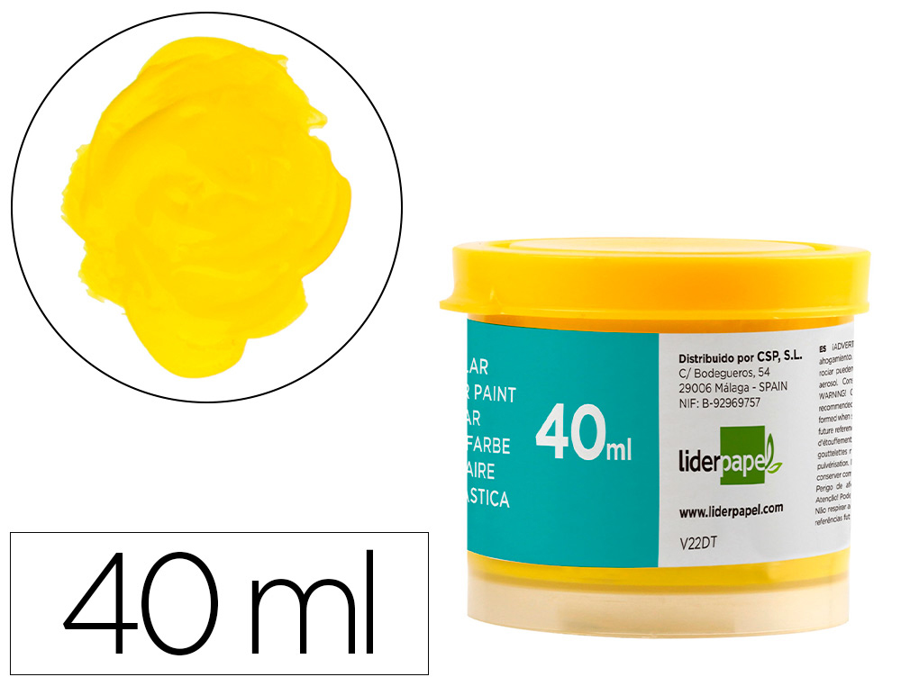 GOUACHE SCOLAIRE LIDERPAPEL COLORIS JAUNE POT 40ML