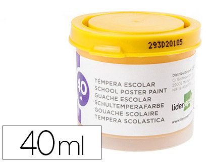 GOUACHE SCOLAIRE LIDERPAPEL COLORIS JAUNE OR POT 40ML