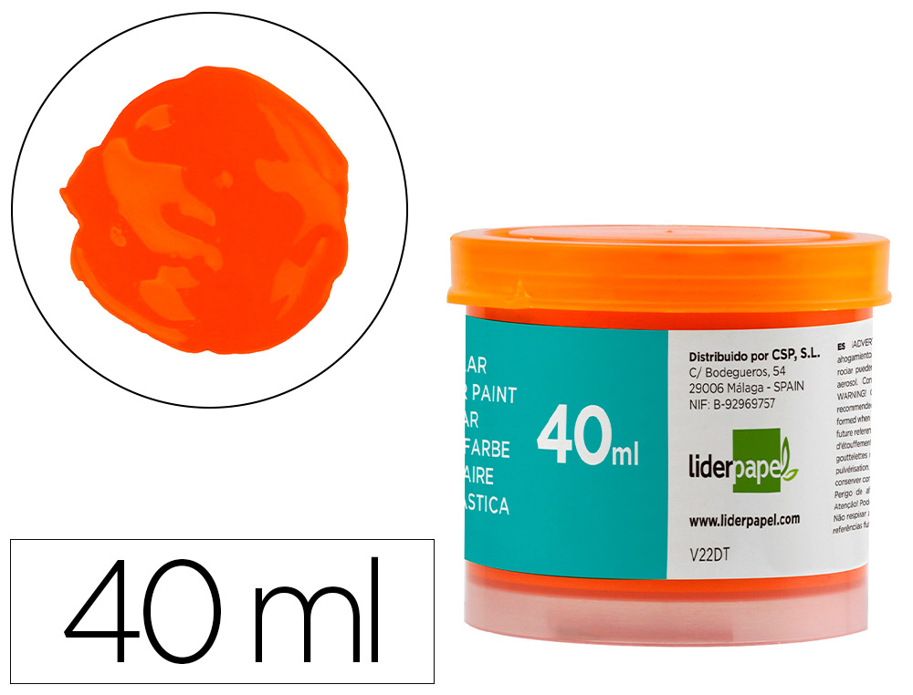 GOUACHE SCOLAIRE LIDERPAPEL COLORIS ORANGE POT 40ML