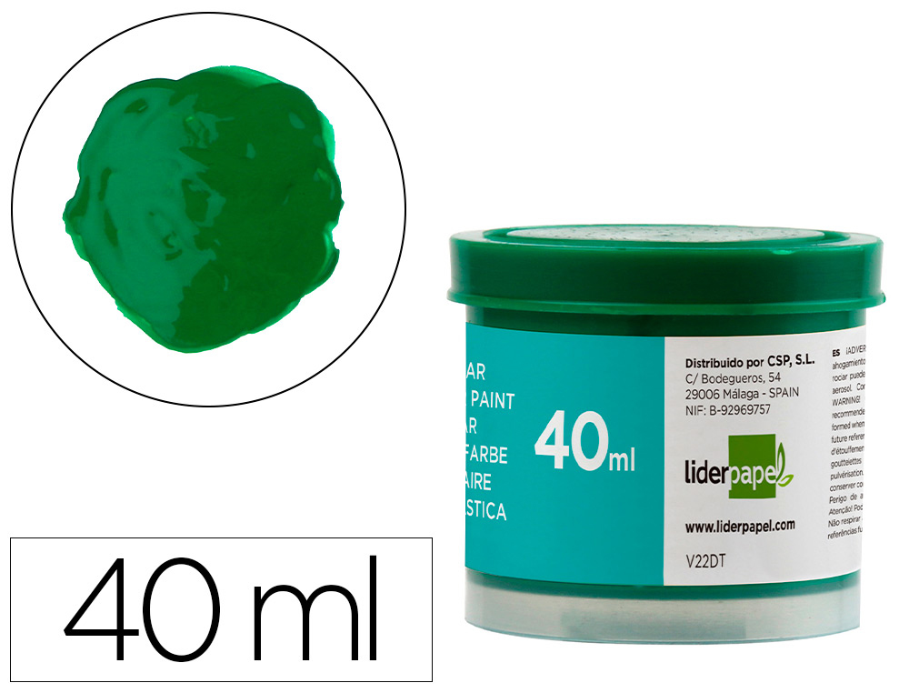 GOUACHE SCOLAIRE LIDERPAPEL COLORIS VERT POT 40ML