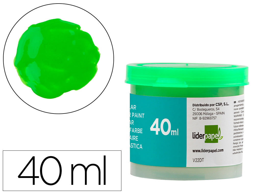 GOUACHE SCOLAIRE LIDERPAPEL COLORIS VERT CLAIR POT 40ML