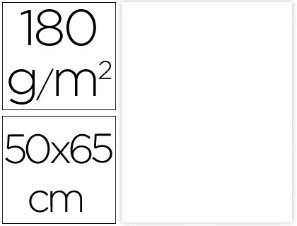 PAPIER CARTONNE LIDERPAPEL 50X65CM 180GR COLORIS BLANC   PAQUET 25 FEUILLES
